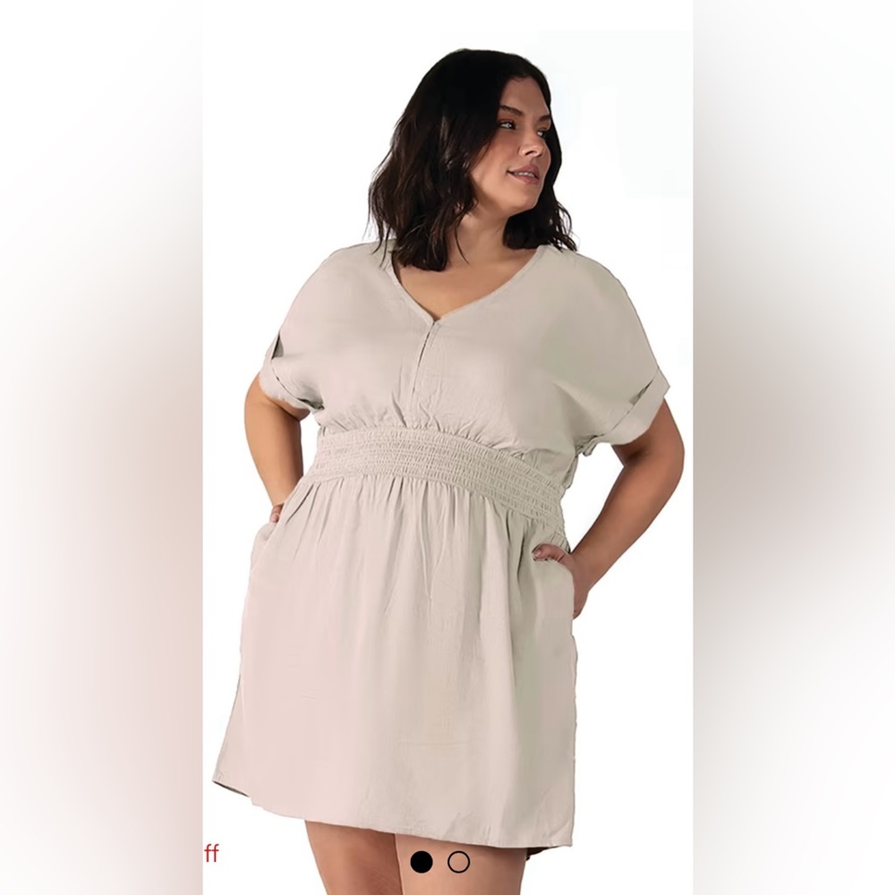 DexPlus Della Smocked‎ Waist V-Neck Dress